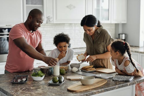 Family cooking together